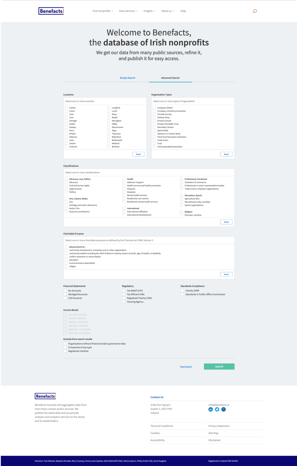 Benefacts Advanced Search